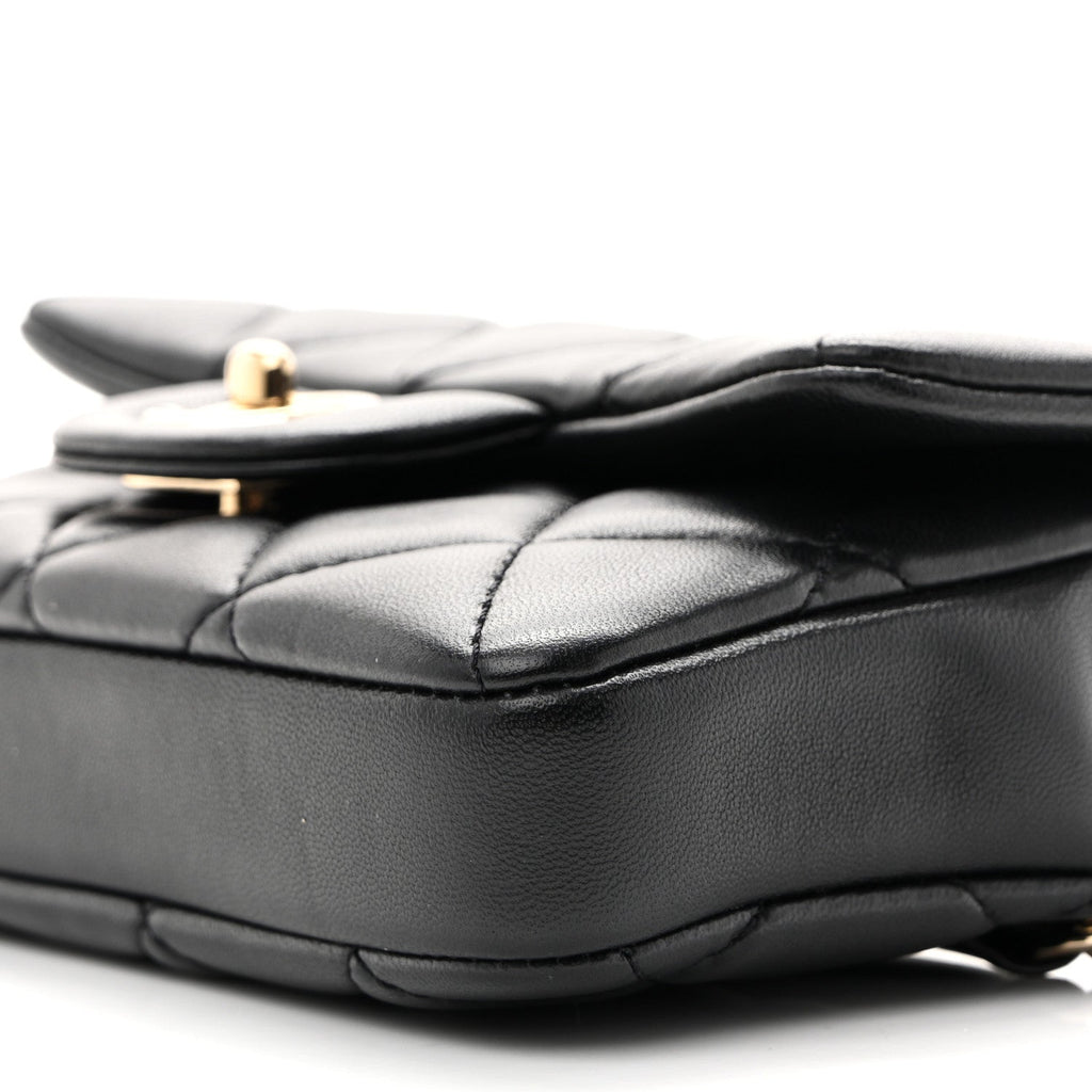 Lambskin Quilted Mini My Precious Waist Bag Black