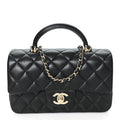 Caviar Quilted Mini Top Handle Rectangular Flap Black