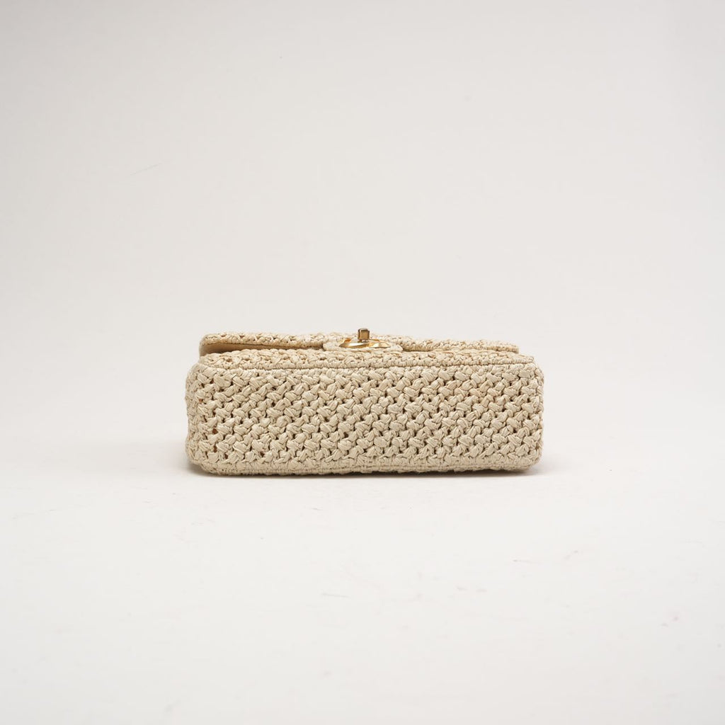 Chanel Raffia Crochet Ancient Greece Medium Flap Beige 2018