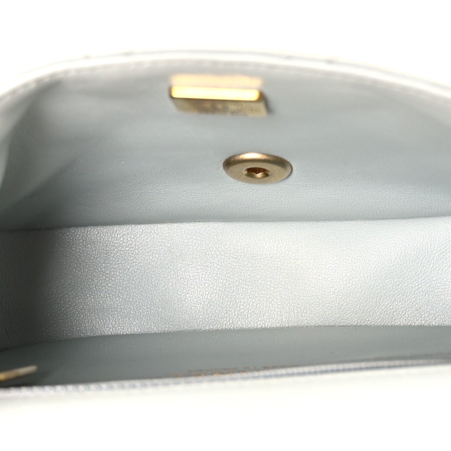 Lambskin Enamel Pearl Quilted Mini Charm Me Square Flap Light Blue