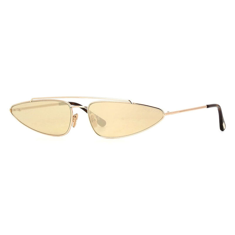Tom Ford Sunglasses Cat Eye Full Rim, Shiny Rose Gold Frame and Brown with Gold Mirror Lens FT097928G