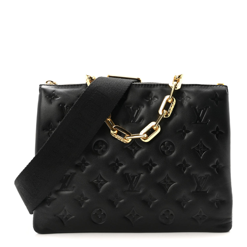Lambskin Embossed Monogram Coussin PM Black