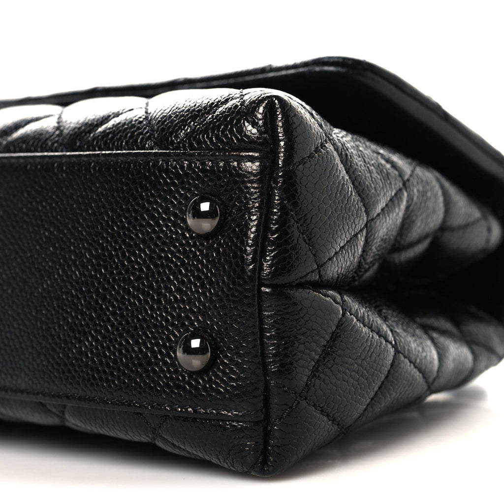 Caviar Quilted Mini Coco Handle Flap So Black