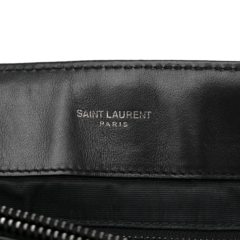 Calfskin Y Quilted Monogram Monochrome Large Loulou Chain Satchel Black
