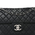Washed Caviar Quilted Maxi Single Flap Black