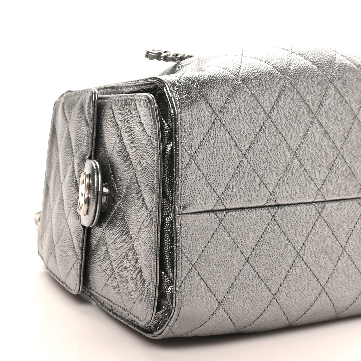 Metallic Caviar Quilted Small Chanel 25 Handbag Anthracite
