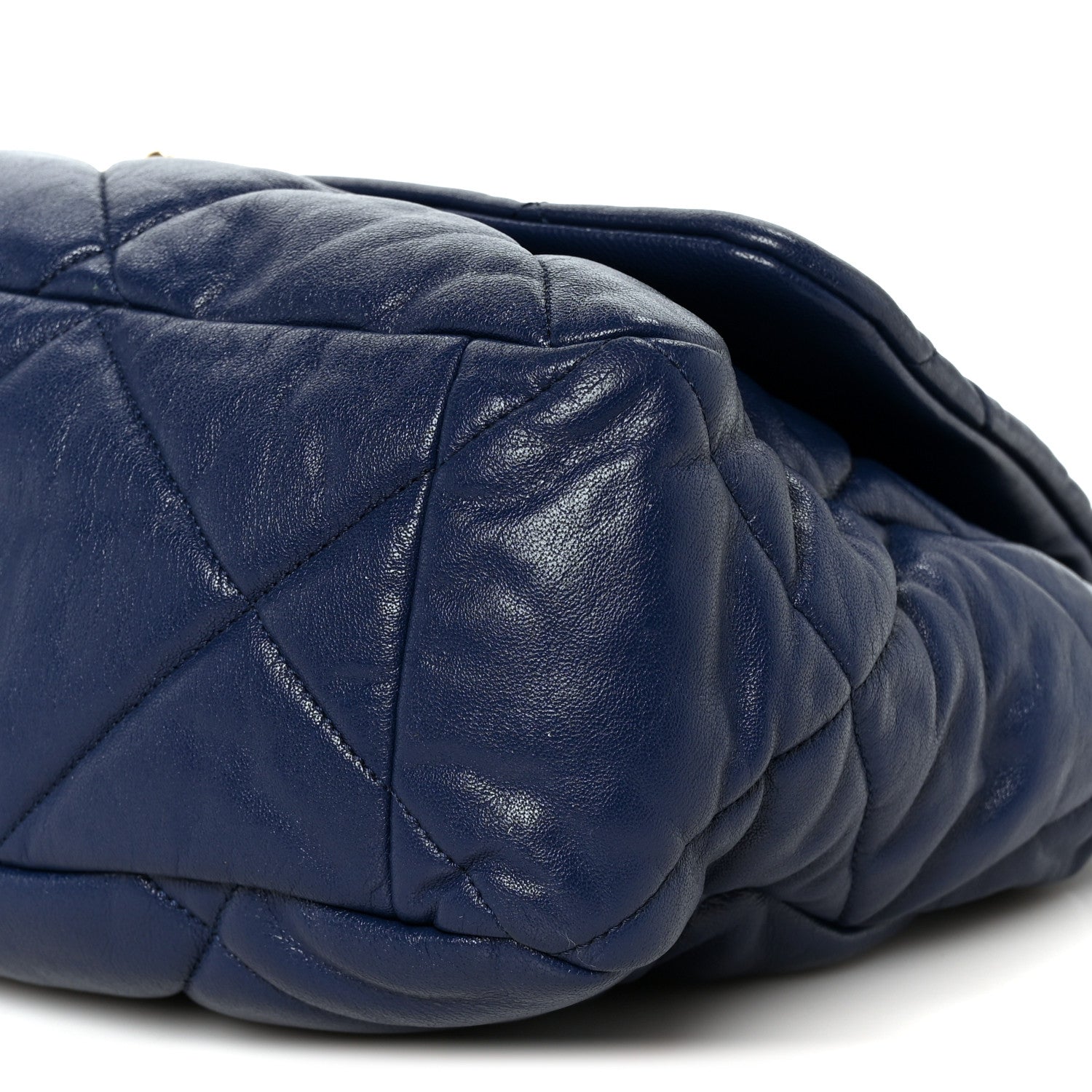Goatskin Quilted Maxi Chanel 19 Flap Navy Blue