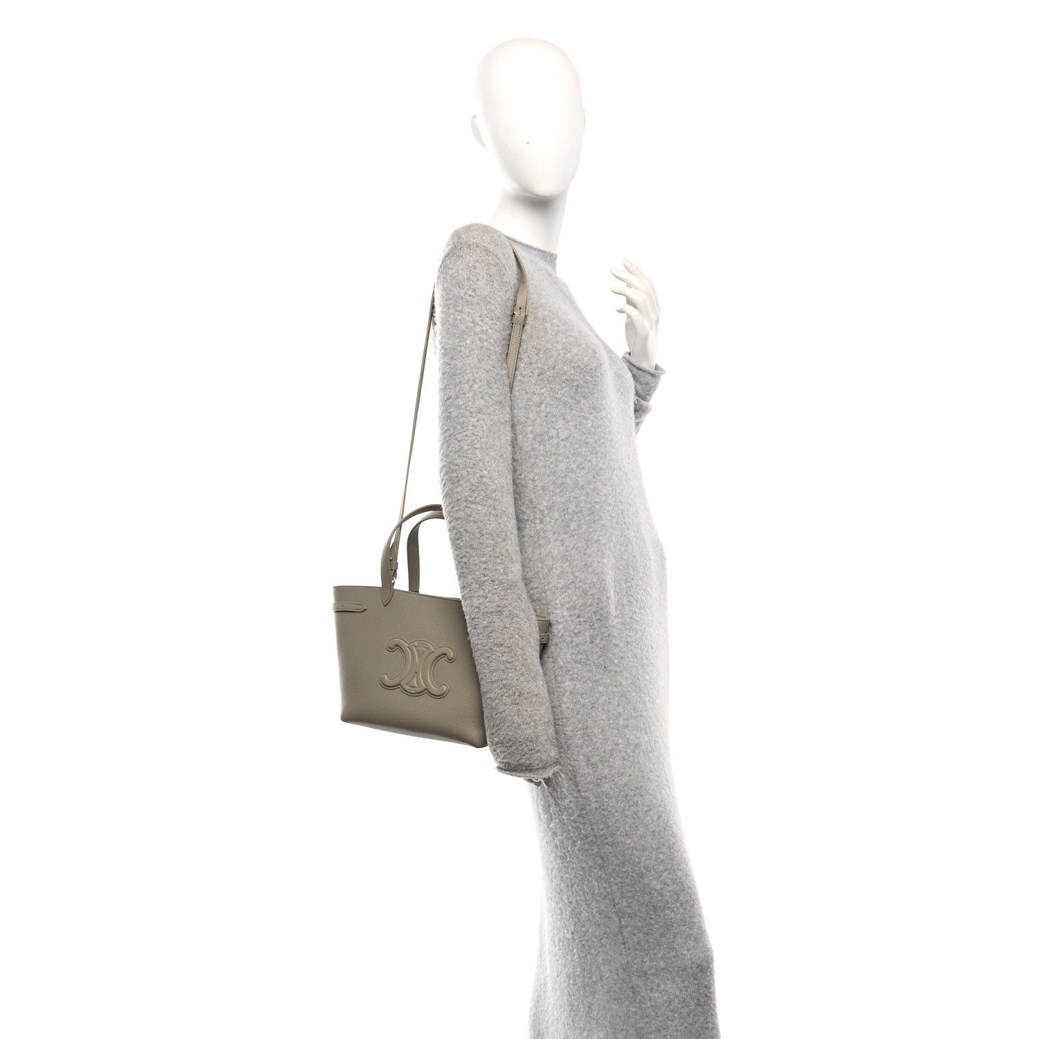 Grained Calfskin Triomphe Mini Cabas Anais Modern Taupe