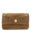Suede Calfskin Quilted Eyes On You Flap Dark Beige