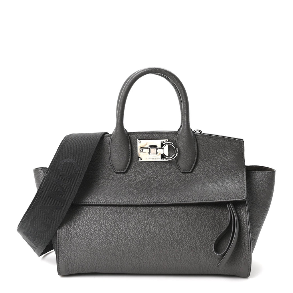 Calfskin Medium Studio Soft Bag Grey