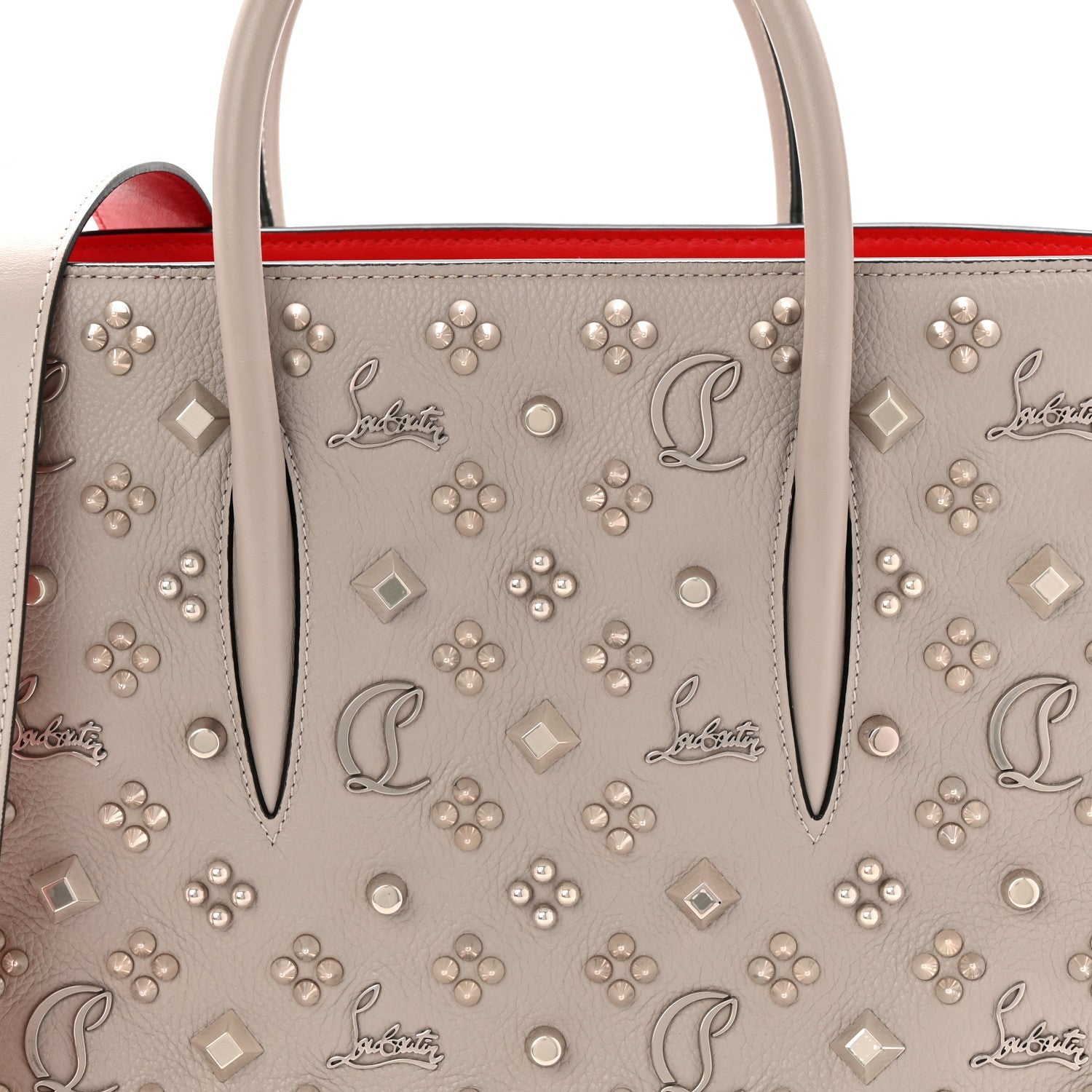 Calfskin Spikes Loubinthesky Medium Grey
