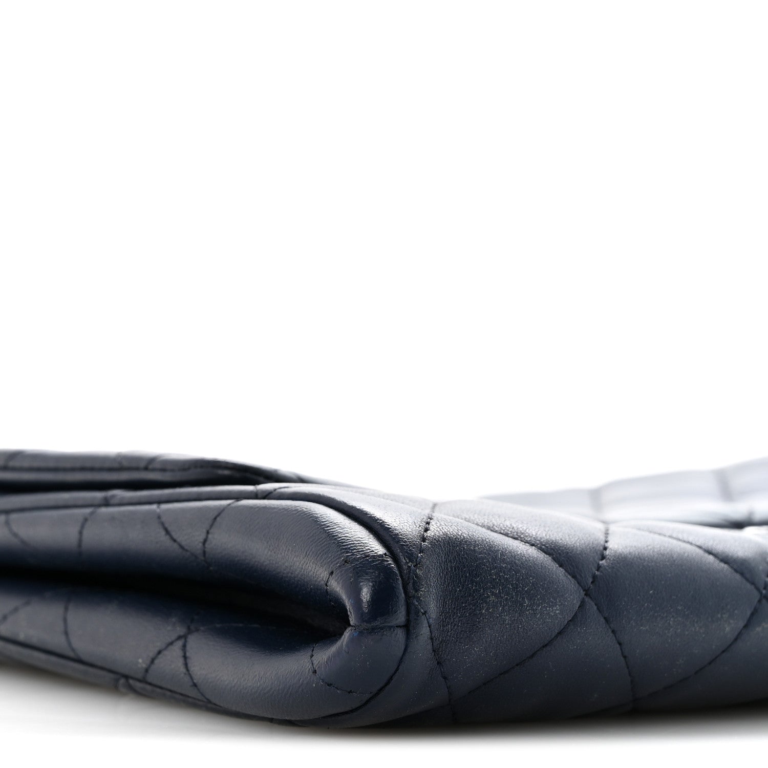 Lambskin Quilted Clutch with Chain Flap Navy