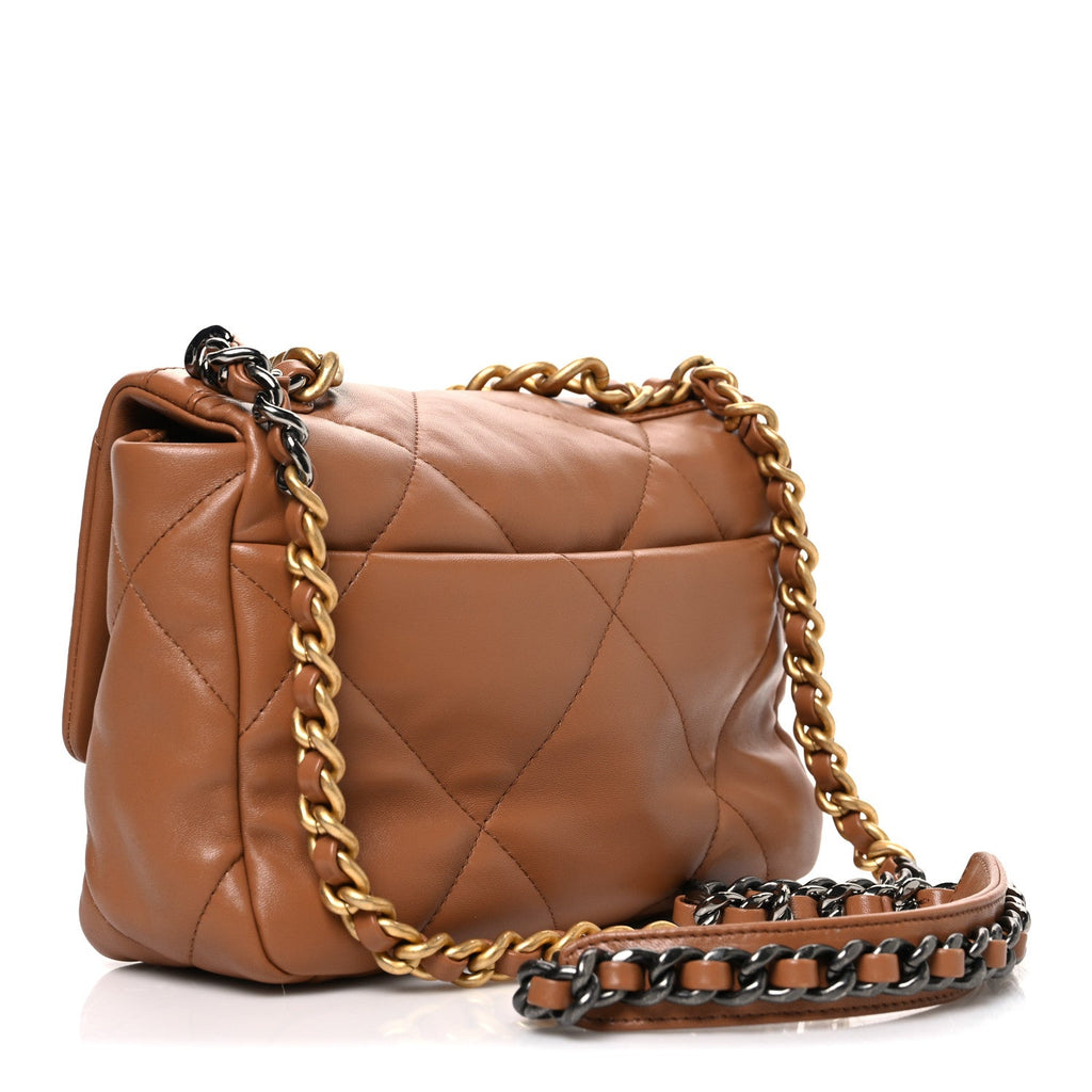 Lambskin Quilted Medium Chanel 19 Flap Brown