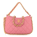 Lambskin Quilted Chain Around Top Handle Mini Bag Pink
