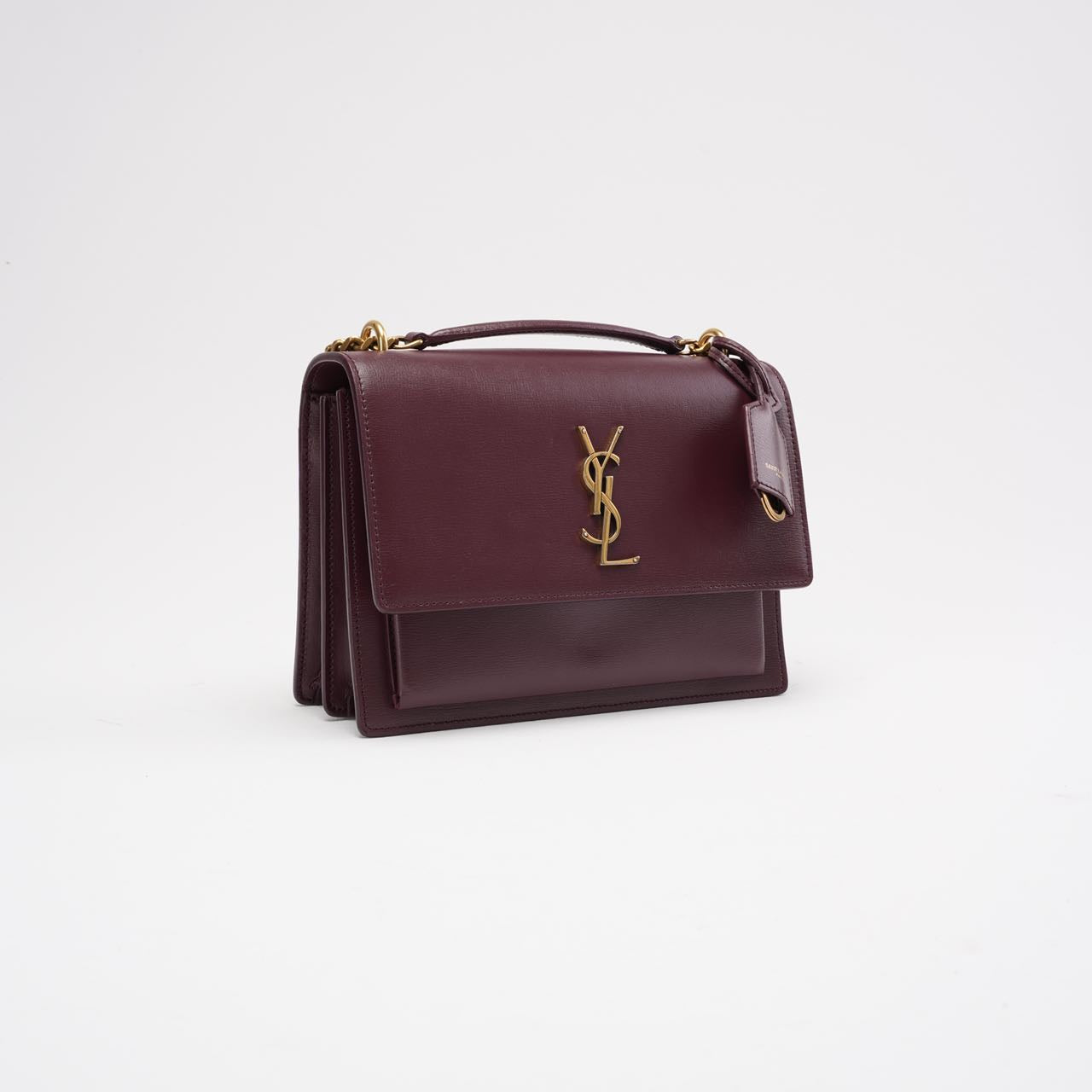 Saint Laurent Burgundy Calfskin Medium Monogram Sunset 2018