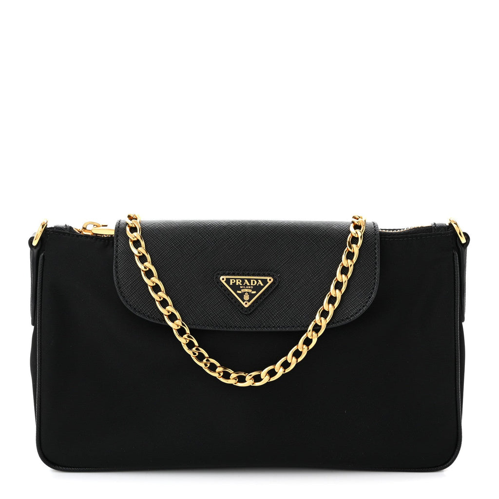 Tessuto Nylon Saffiano Crossbody Bag Black