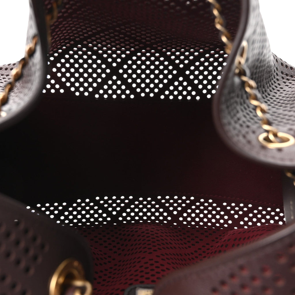 Perforated Calfskin Small Chanel 25 Handbag Dark Brown