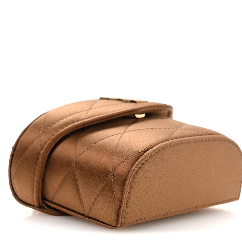 Satin Matelasse Monogram Micro June Box Bag Bitter Cocoa