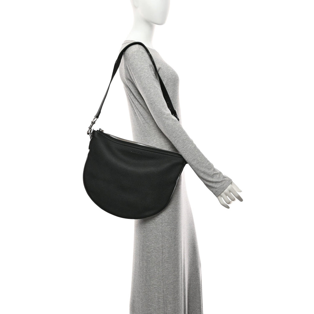 Calfskin Emblem Shoulder Bag Black