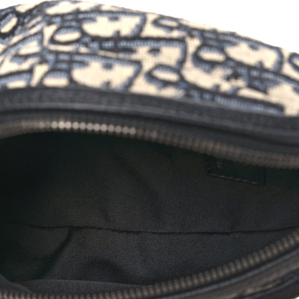Grained Calfskin Oblique Scarab Sling Bag Blue Black