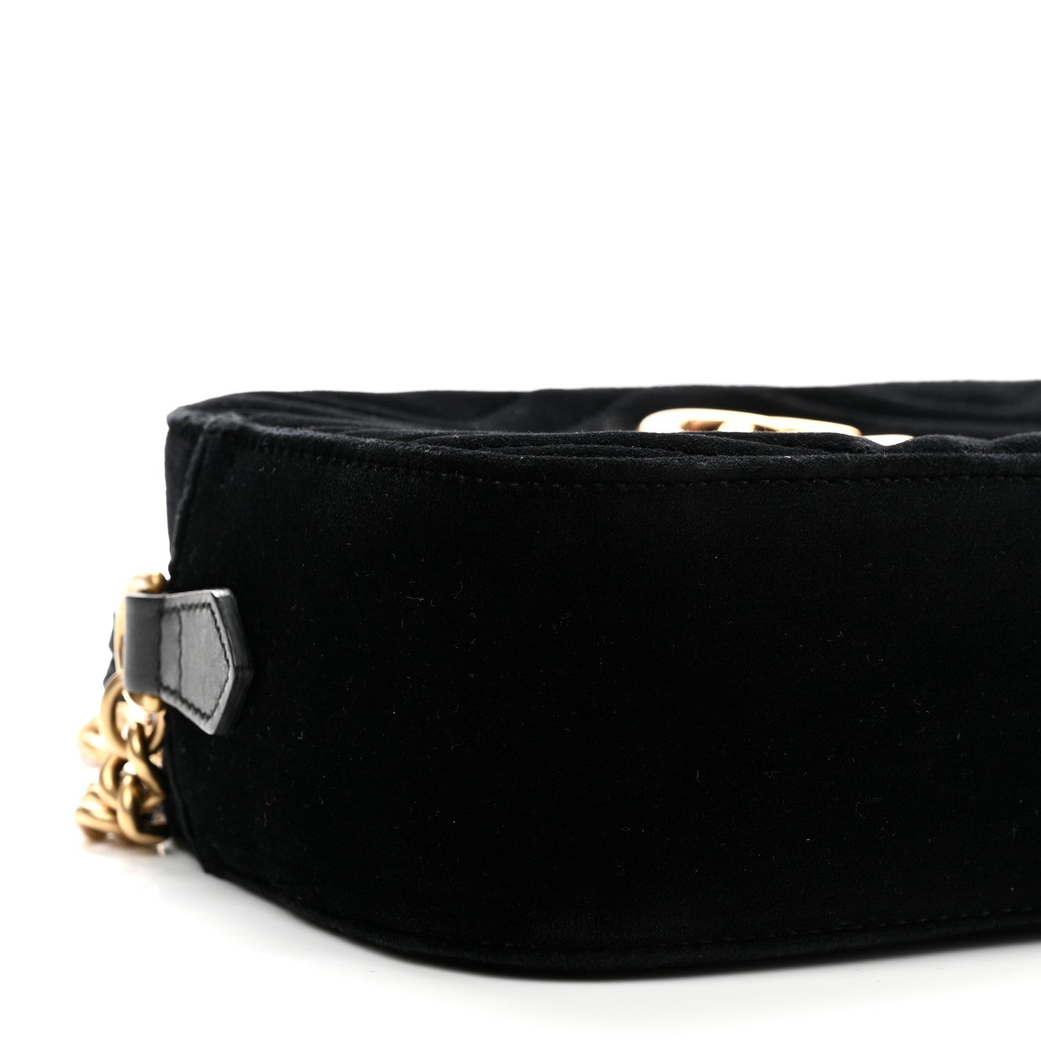 Velvet Matelasse Small GG Marmont Chain Shoulder Bag Black