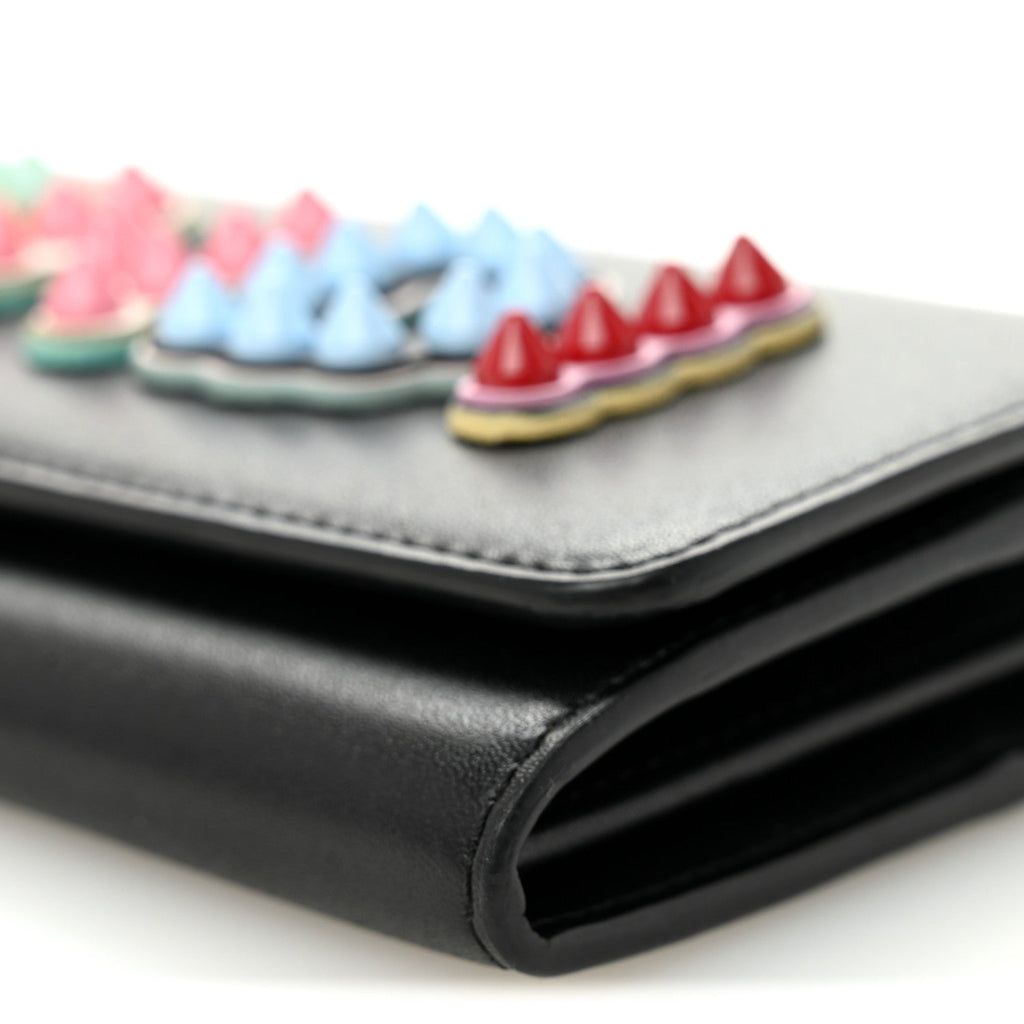 Vitello Liberty Fun Fair Studded Continental Wallet On Chain Black Multicolor