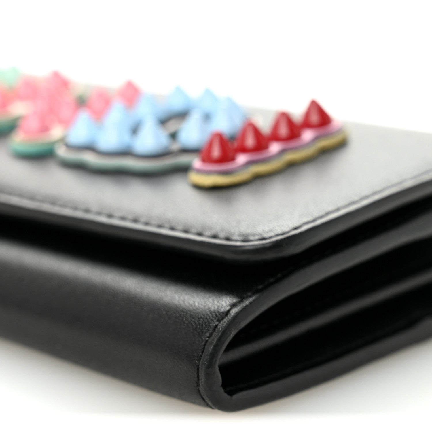 Vitello Liberty Fun Fair Studded Continental Wallet On Chain Black Multicolor