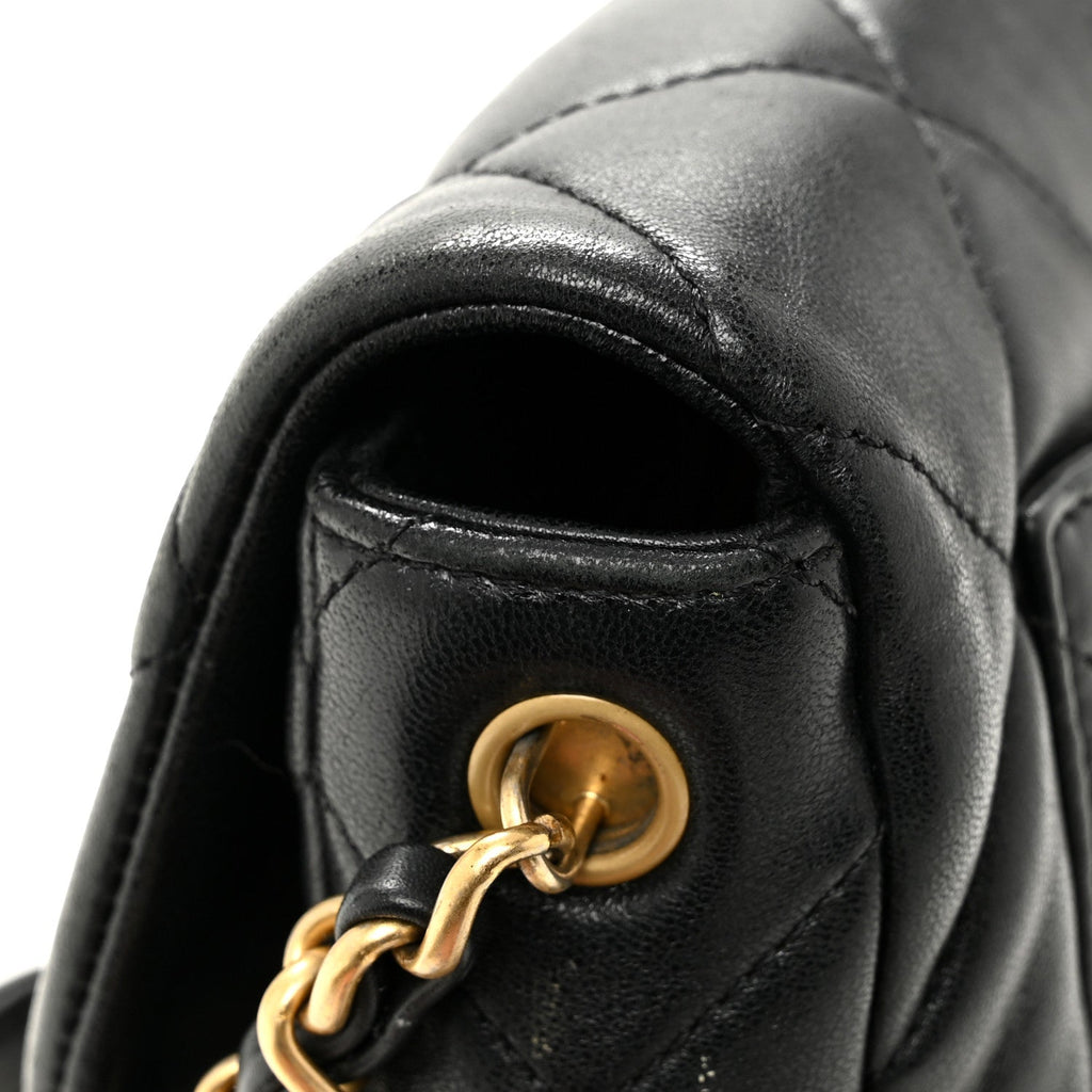 Lambskin Plexiglass Quilted Coco Love Flap Black