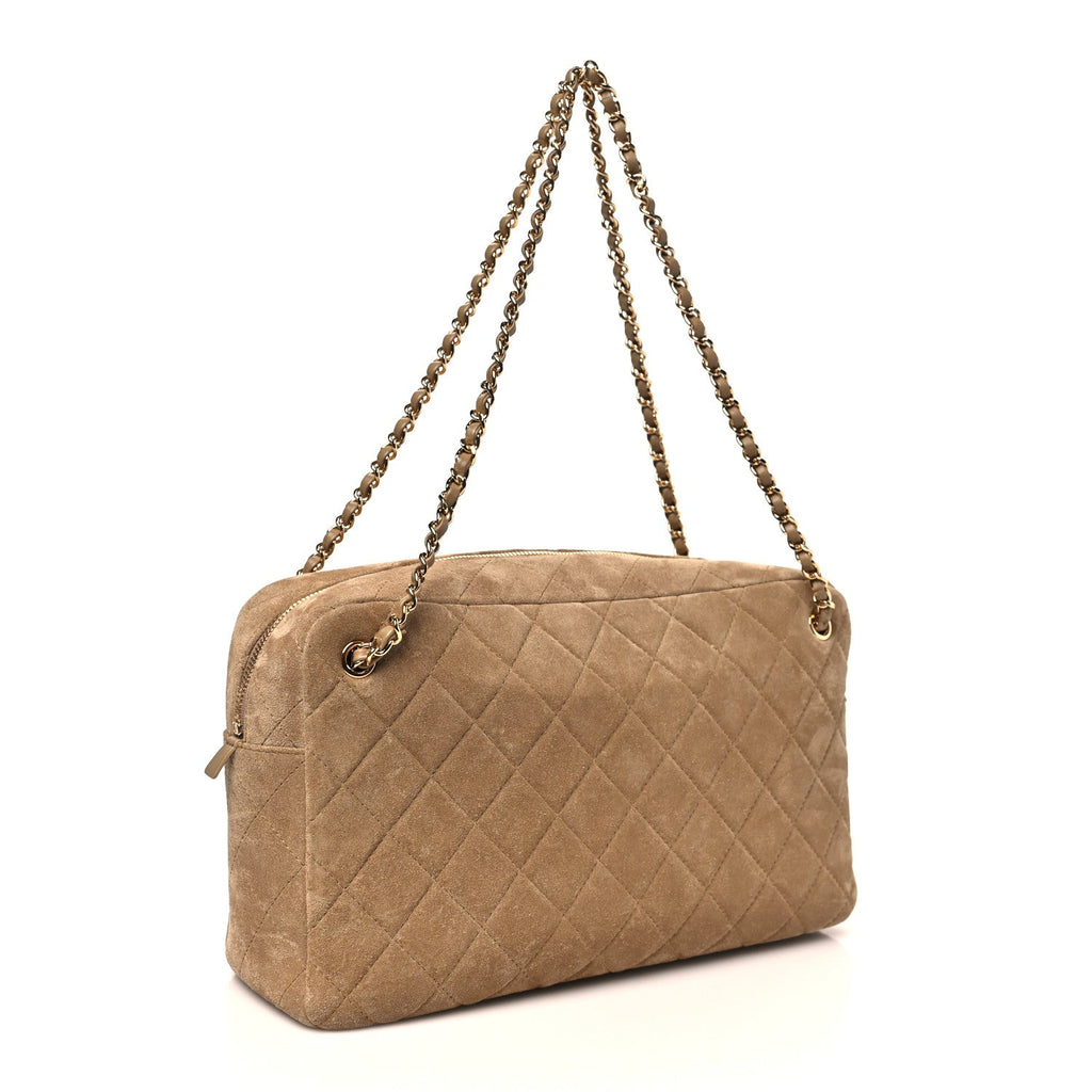 Suede Calfskin Quilted Camerissimo Camera Case Beige