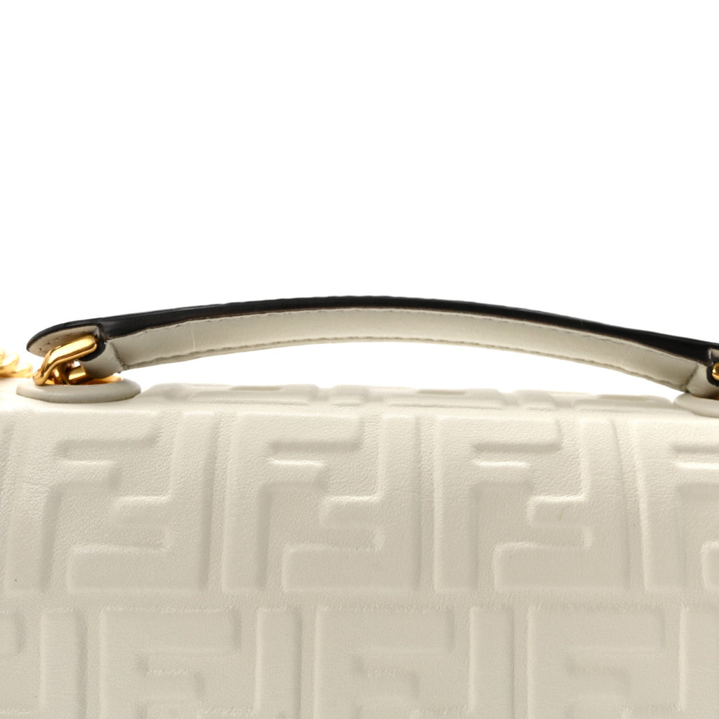 Nappa Small FF Embossed Midi Chain Baguette White