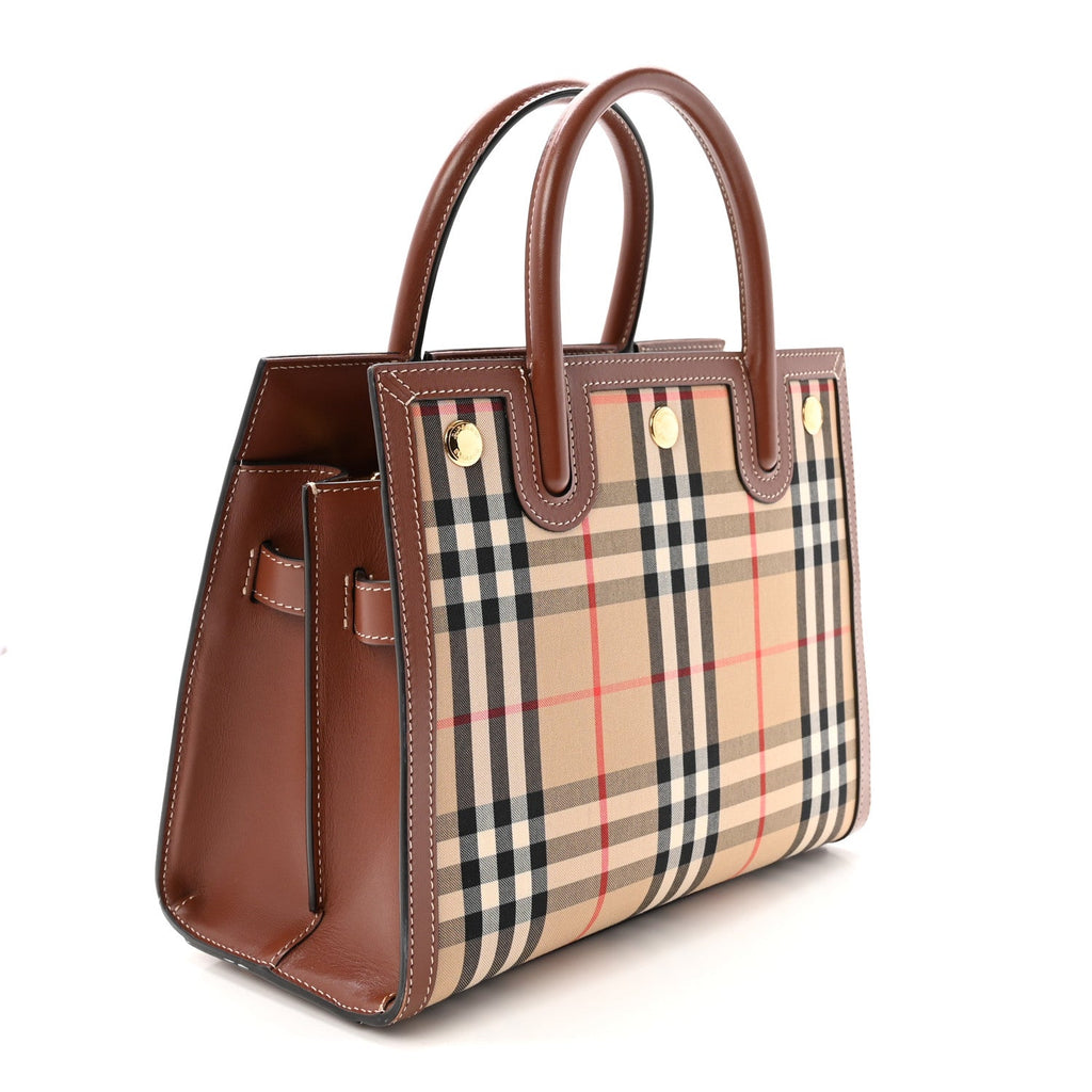 Calfskin Vintage Check Mini Two Handle Title Bag Archive Beige