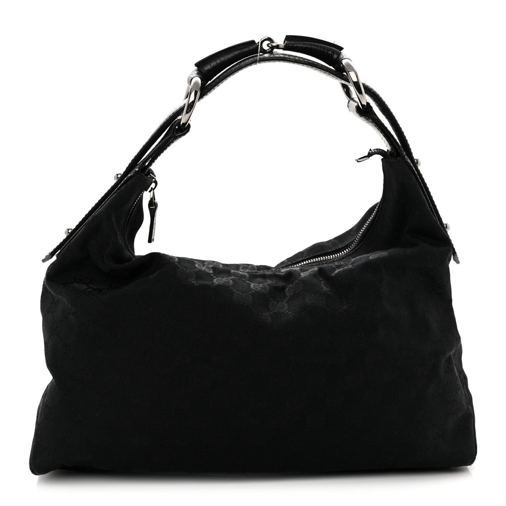 Monogram Medium Horsebit Chain Hobo Black
