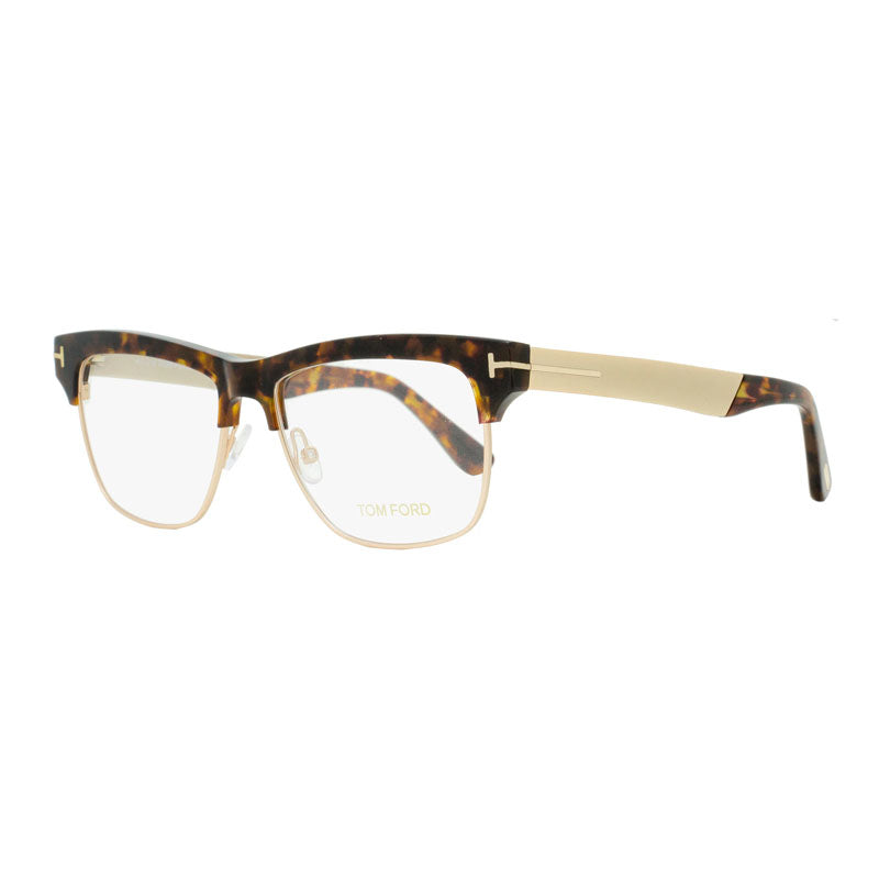 Tom Ford Eyeglasses Square Full Rim, Havana/Gold Frame and Clear Demo Lenses Lens FT5371052