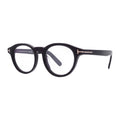 Tom Ford Eyeglasses Round Full Rim, Shiny Black Frame and Clear Blue Light Block Lenses Lens FT5931-D-B001