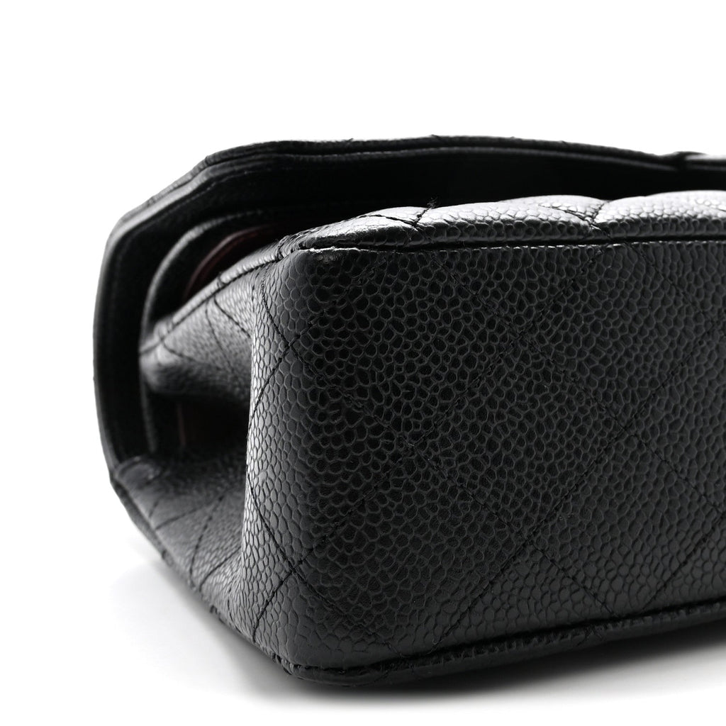 Caviar Quilted Medium Double Flap Black