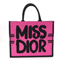Canvas Embroidered Large Miss Dior Graffiti Book Tote Fuchsia Purple