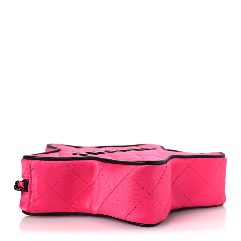 Satin Quilted Walk Of Fame Star Bag Fuchsia Black