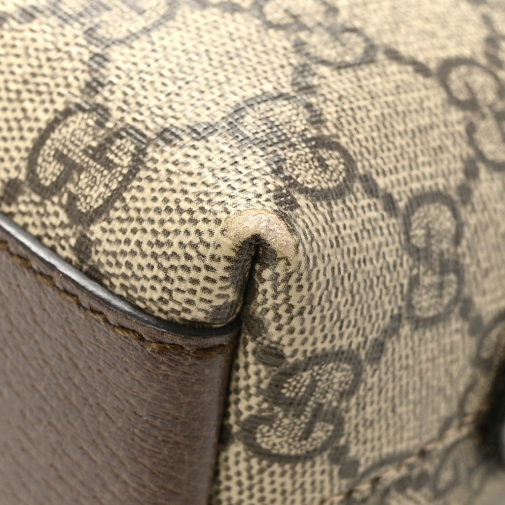 GG Supreme Monogram Textured Dollar Calfskin Web Small Ophidia Dome Shoulder Bag Beige Ebony New Acero