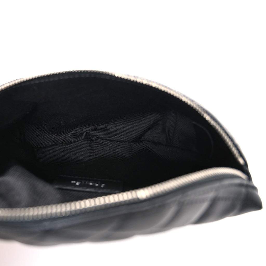 Lambskin Quilted Waist Belt Bag Black