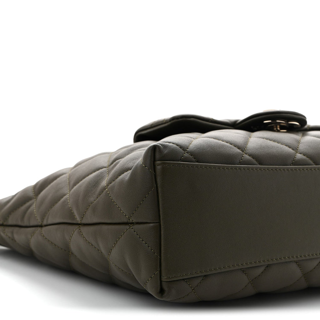 Calfskin Quilted Coco Mellow Hobo Khaki