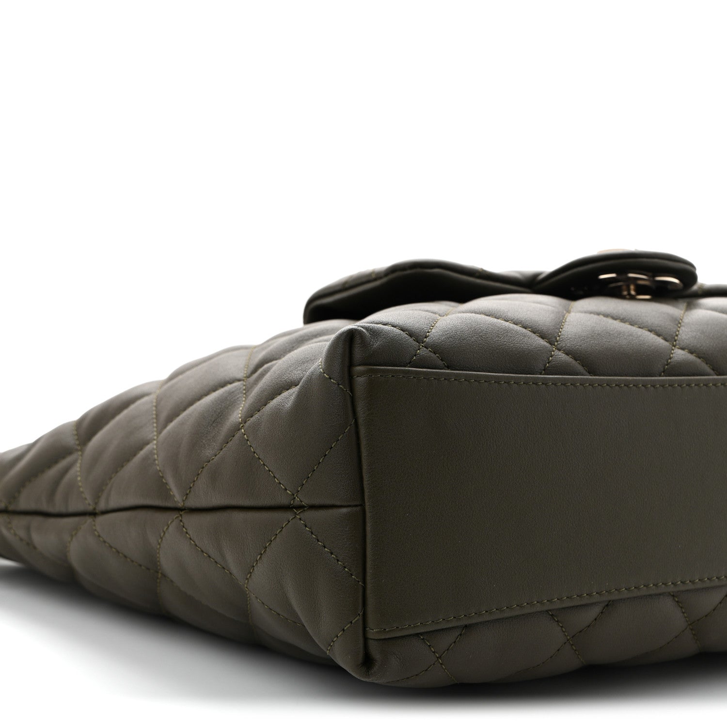 Calfskin Quilted Coco Mellow Hobo Khaki