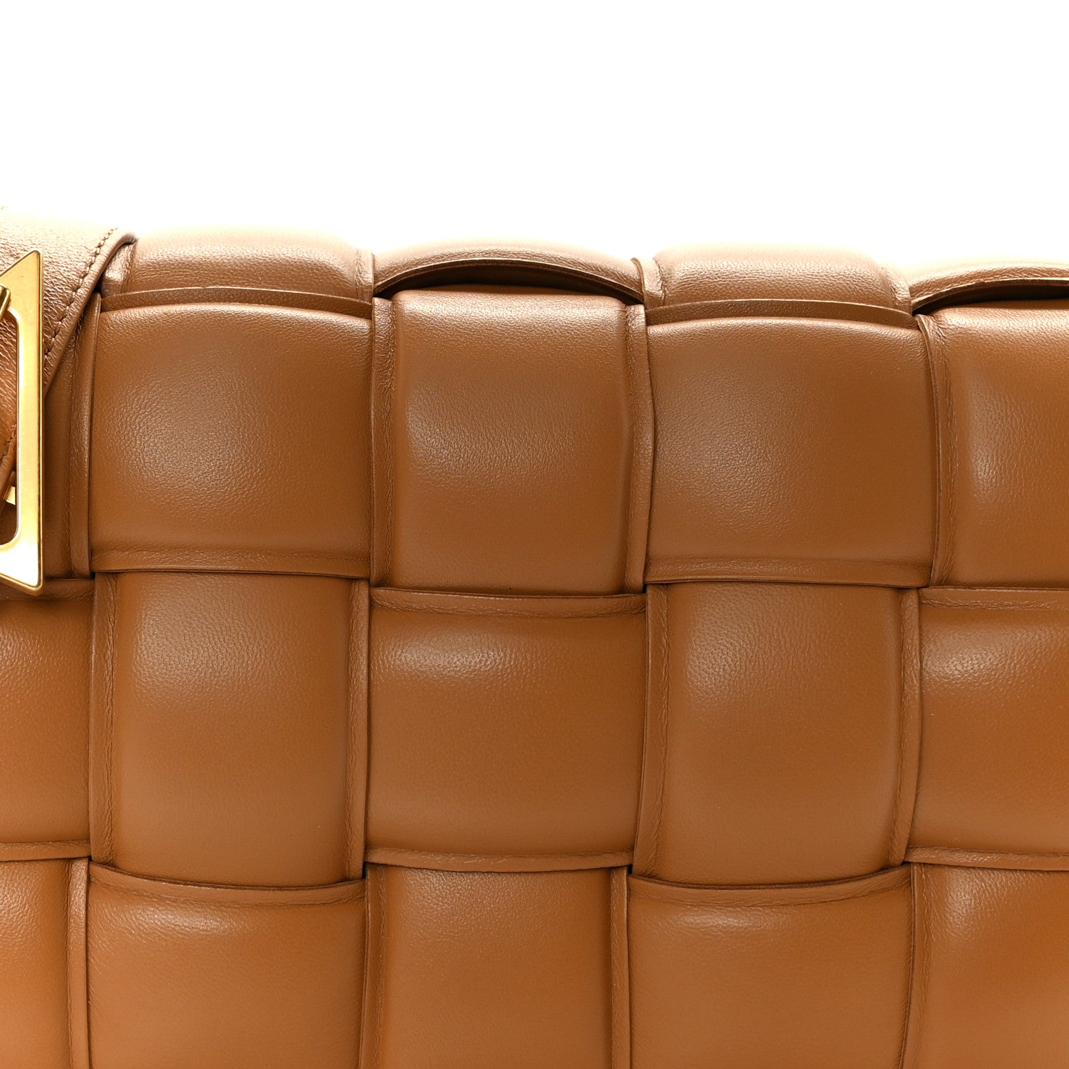 Nappa Maxi Intreccio Padded Cassette Crossbody Bag Caramel