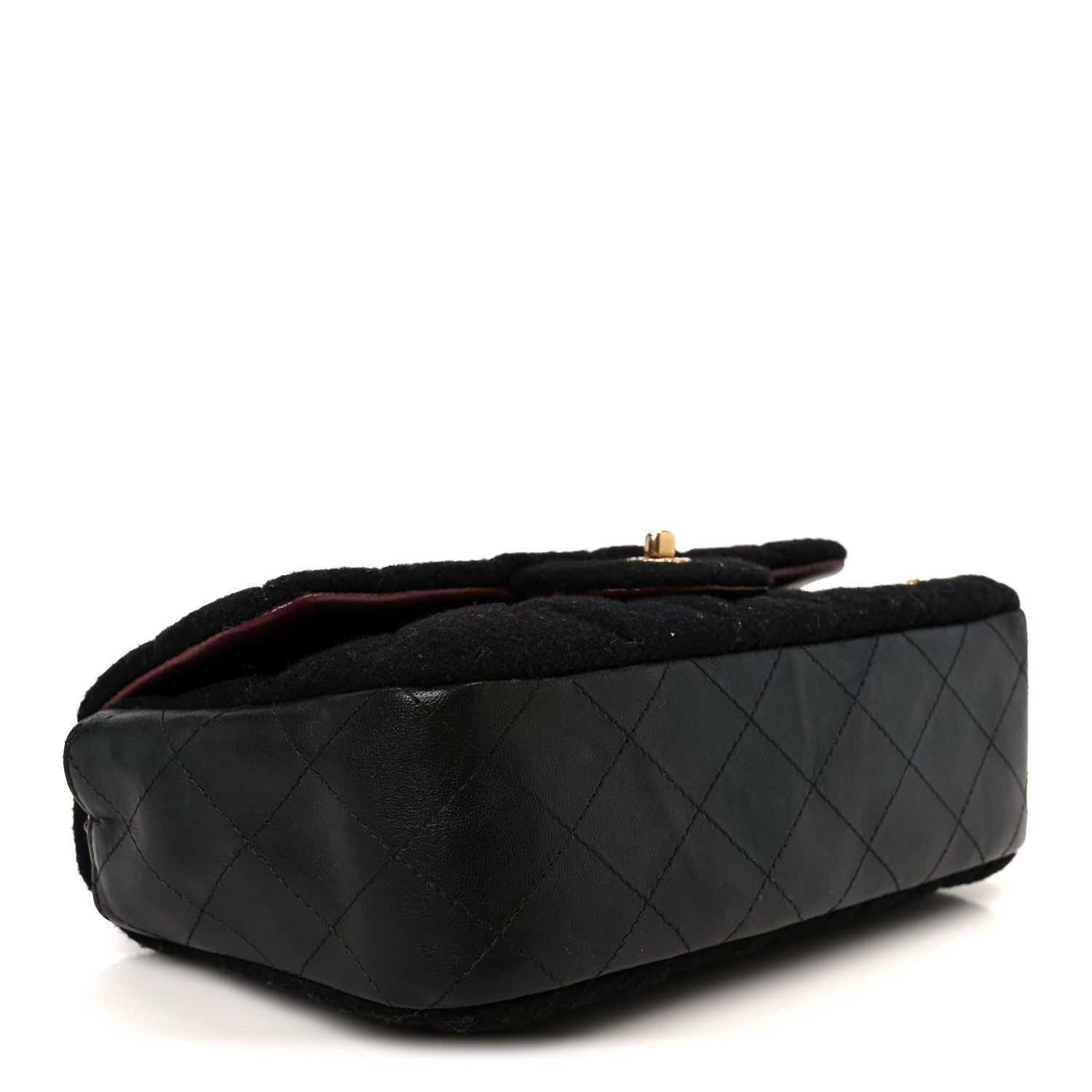 Felt Quilted Paris-Hamburg Charms Mini Rectangular Flap Black