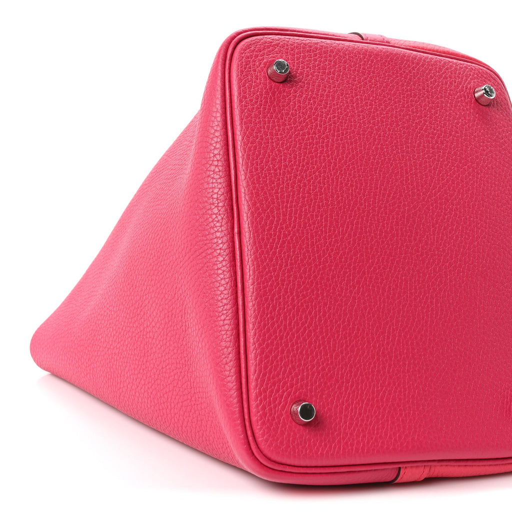 Taurillon Clemence Casaque Picotin Lock 22 MM Rose Extreme Rose Mexico Rouge De Coeur