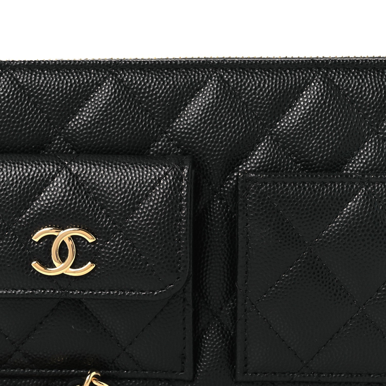 Caviar Quilted Polly Pocket Pouch Black