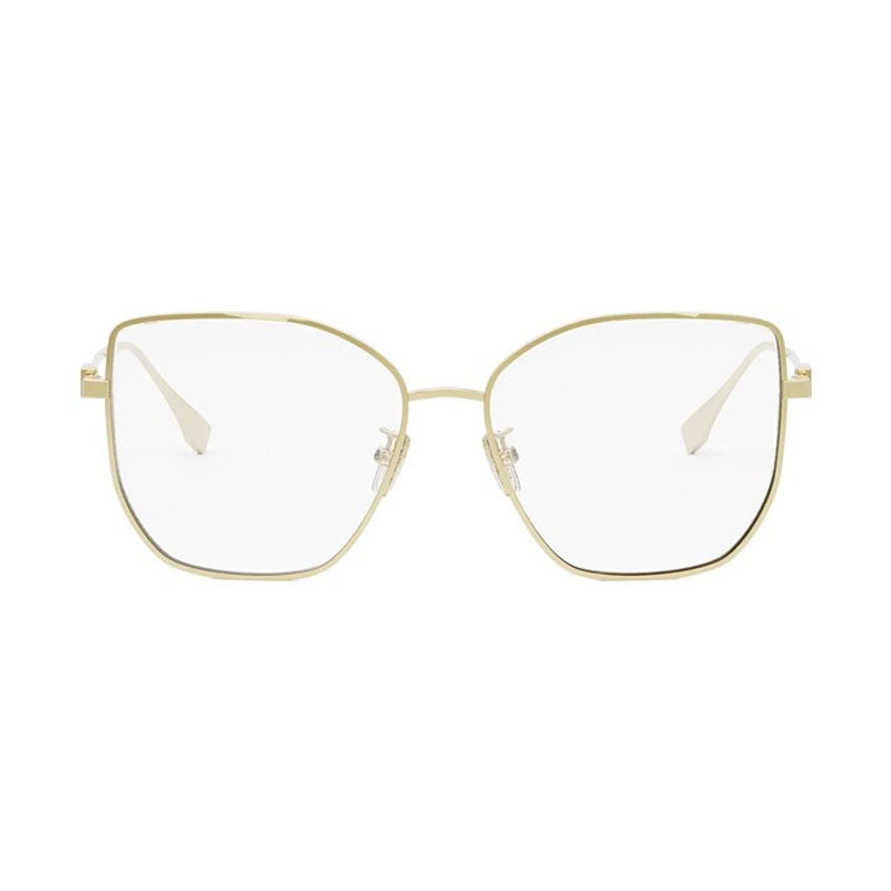 Fendi Eyeglasses Butterfly Full Rim, Gold Frame and Clear Demo Lens Lens FE50084U030