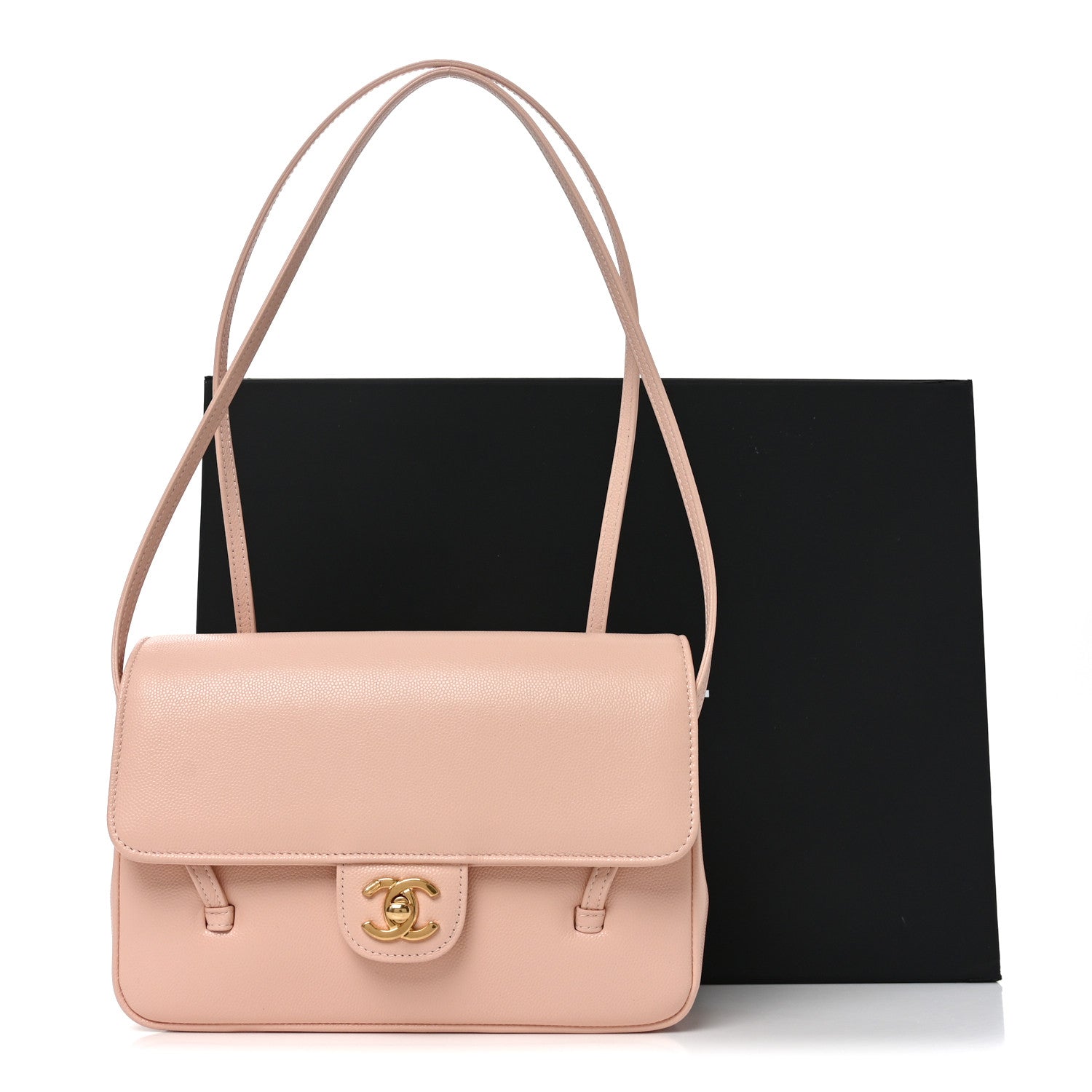 Shiny Caviar Preppy Coco Small Flap Light Pink