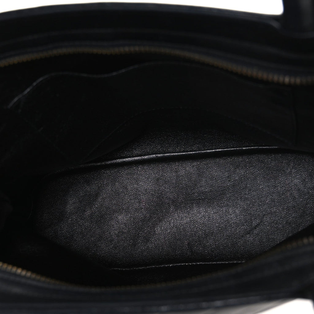 Lambskin Chevron Quilted Top Handle Tote Bag Black