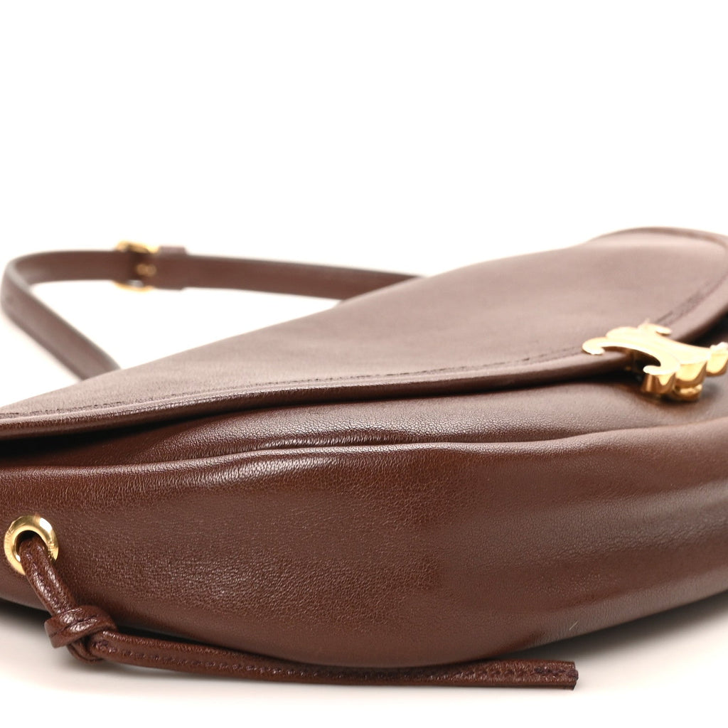 Shiny Lambskin Soft Triomphe Little Half Moon Bag Brick