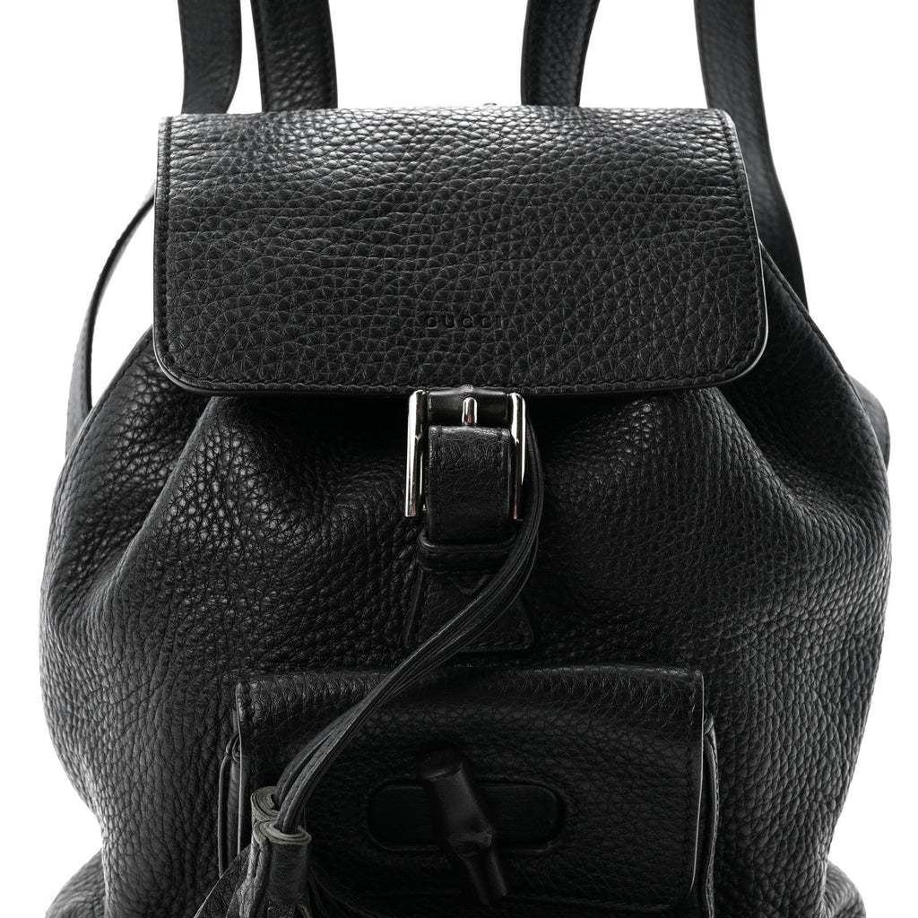 Calfskin Small Bamboo Backpack Black